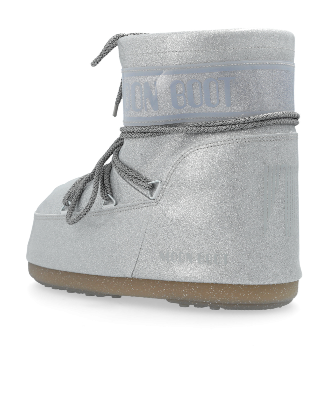 Moon Boot Icon Low Glitter Lace-up Boots In Gray