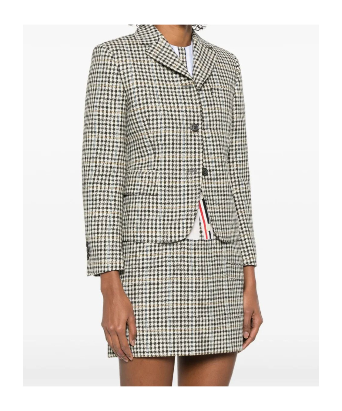 Thom Browne Exposed Catch Vent Sportcoat Check Hunting Tweed In Gray