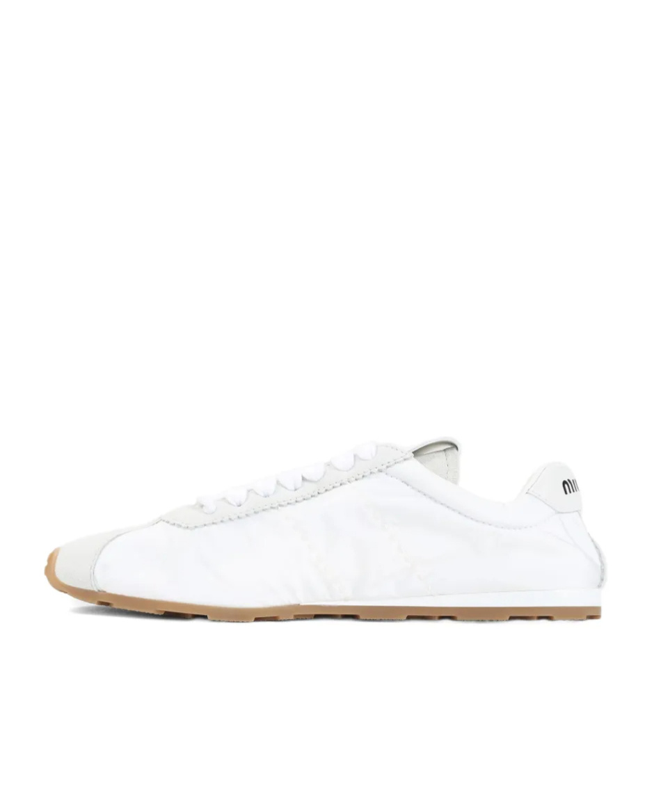 Miu Miu Plume Technical Fabric And Suede Sneakers In White