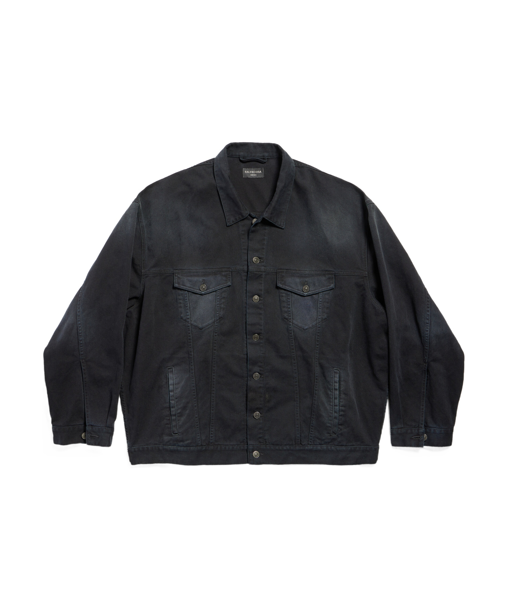 Balenciaga Political Campaign-logo Oversized Denim Jacket In Black