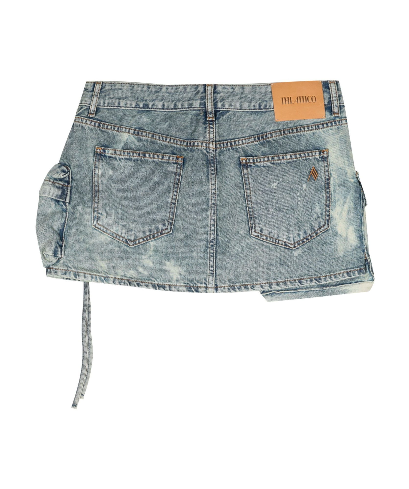 Attico Fay Bleach-wash Mini Skirt In Gray