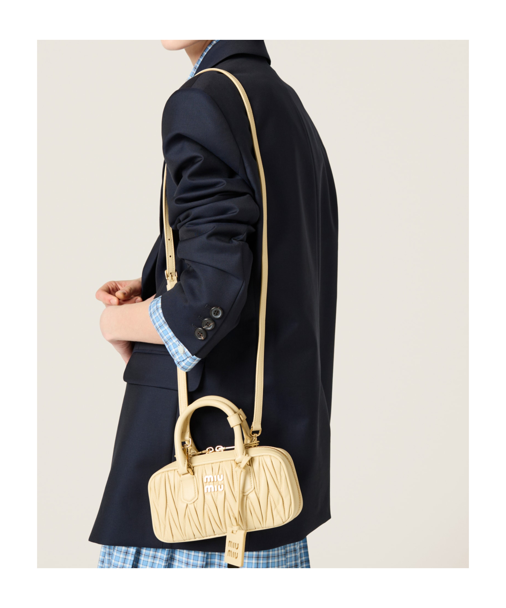 Miu Miu Arcadie Leather Handbag In Nude