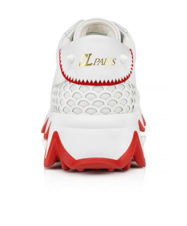 Christian Louboutin Mini Shark Leather Sneakers In White