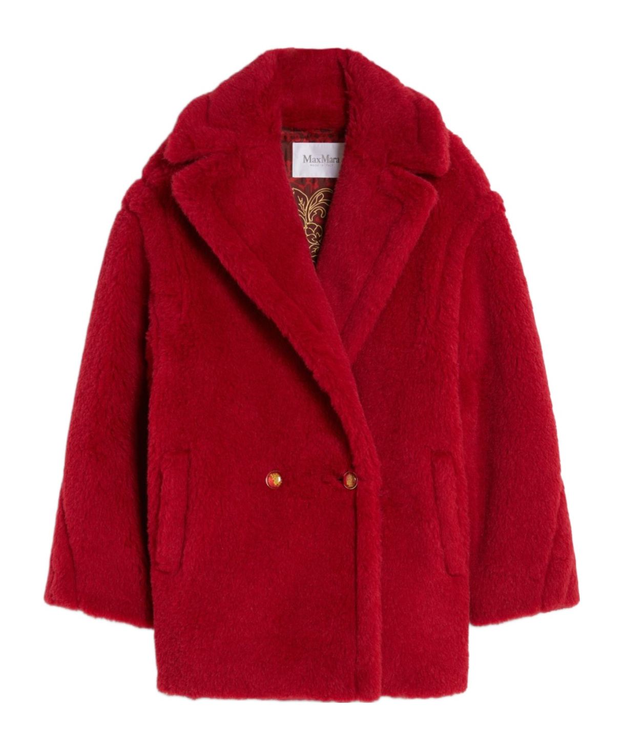 Max Mara Maxmara Frais Short Teddy Bear Icon Coat In Red