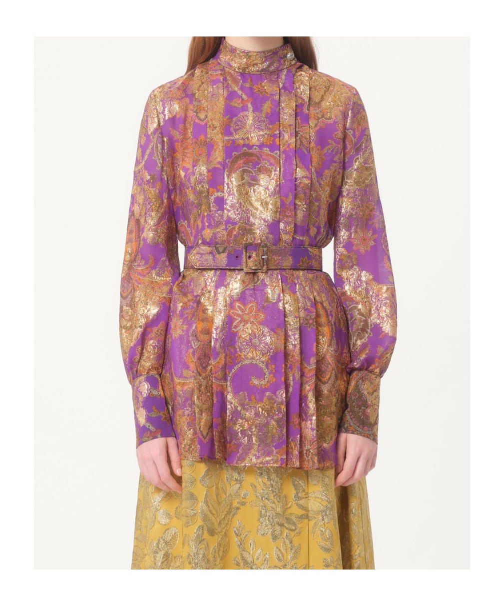 Valentino Silk-blend Floral-jacquard Blouse In Multicolor