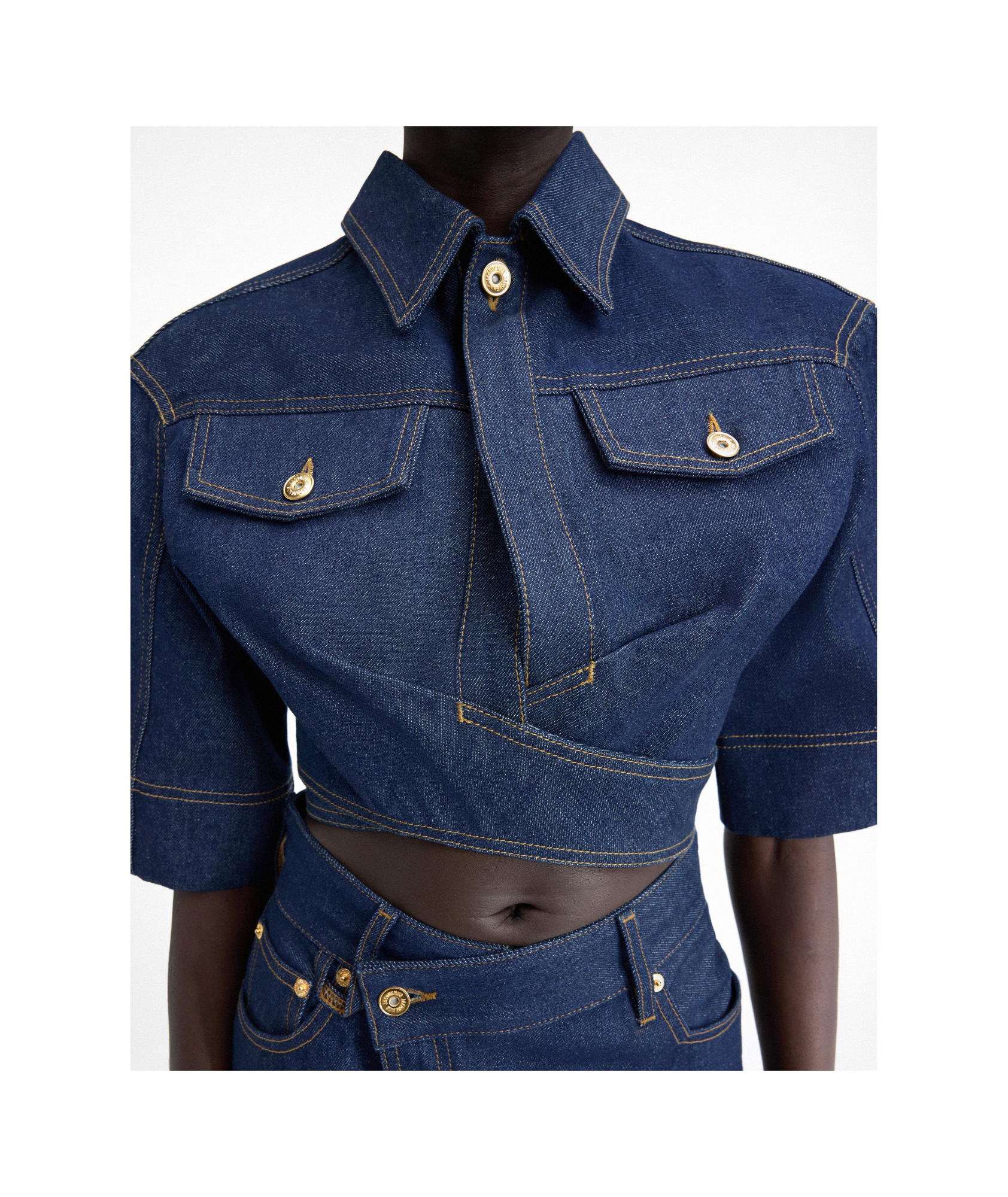 Jacquemus Le Haut De-nîmes Denim Crop Top In Blue