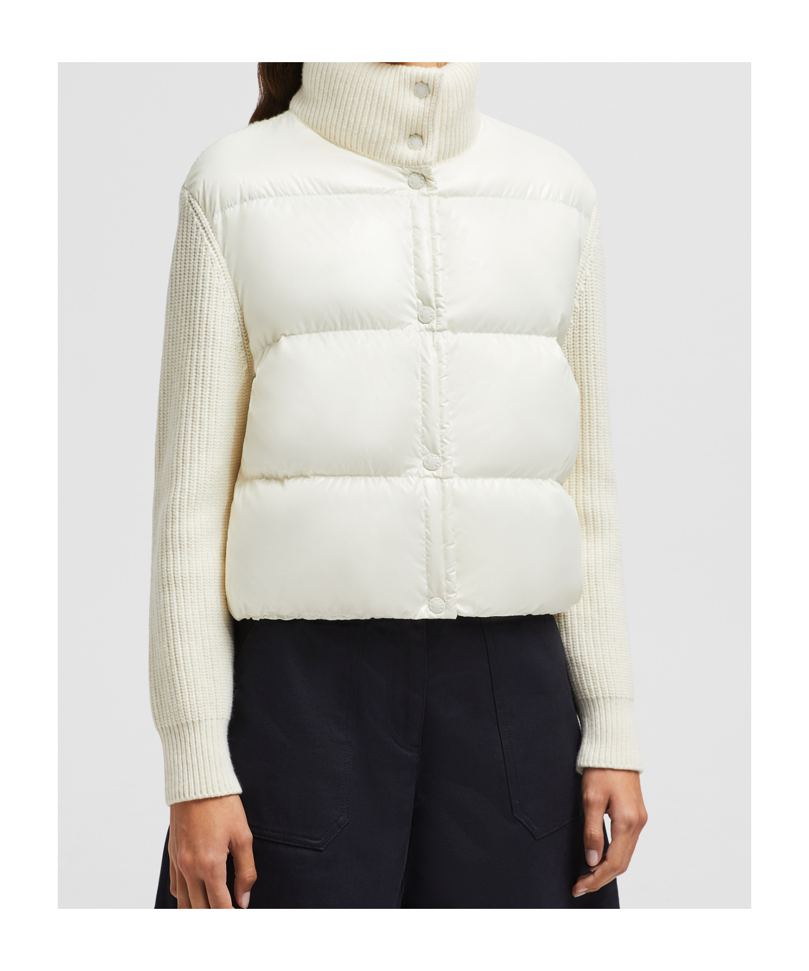 Moncler Long-sleeved Wool Cardigan In White