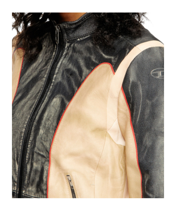 Diesel L-oonie Panelled Leather Jacket In Multi