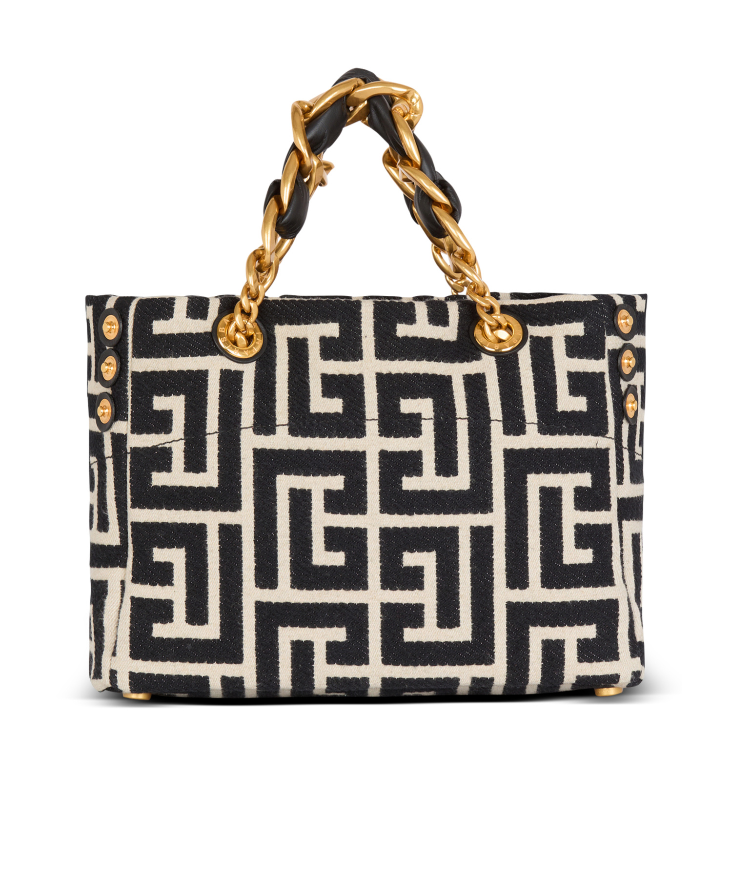 Balmain 1945 Soft Pb-monogrammed Jacquard Canvas Tote Bag In Black