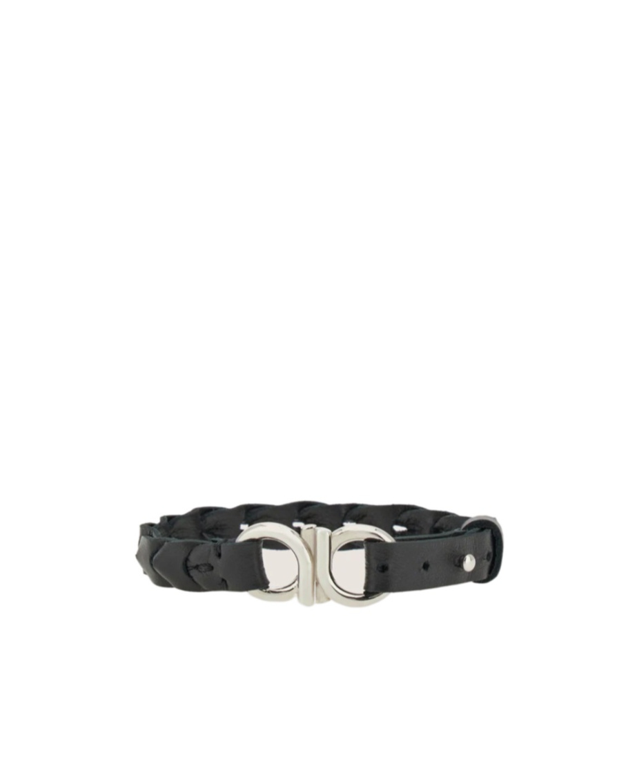 Ferragamo Gancini Braided Bracelet In Black