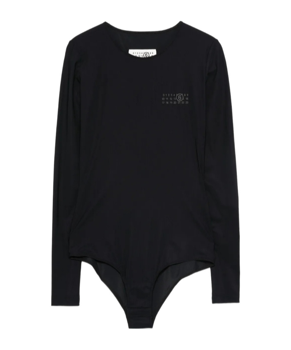 Mm6 Maison Margiela Long-sleeve Bodysuit In Black