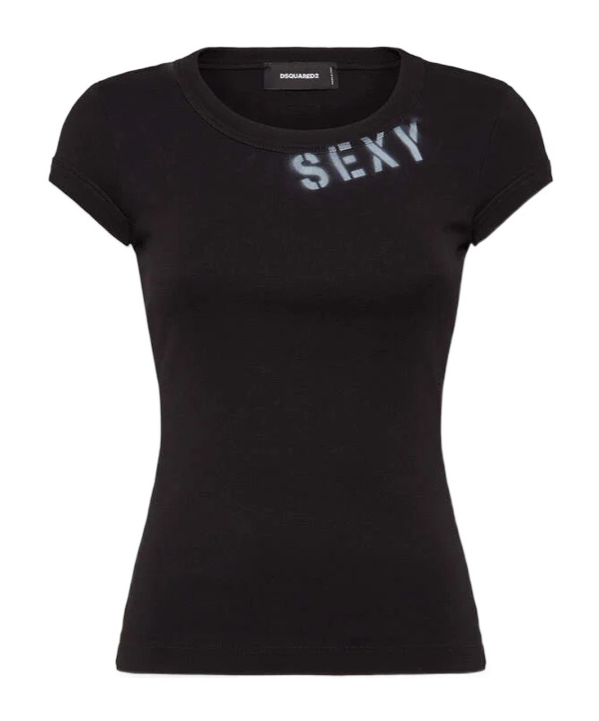 Dsquared2 Cotton Rib T-shirt In Black