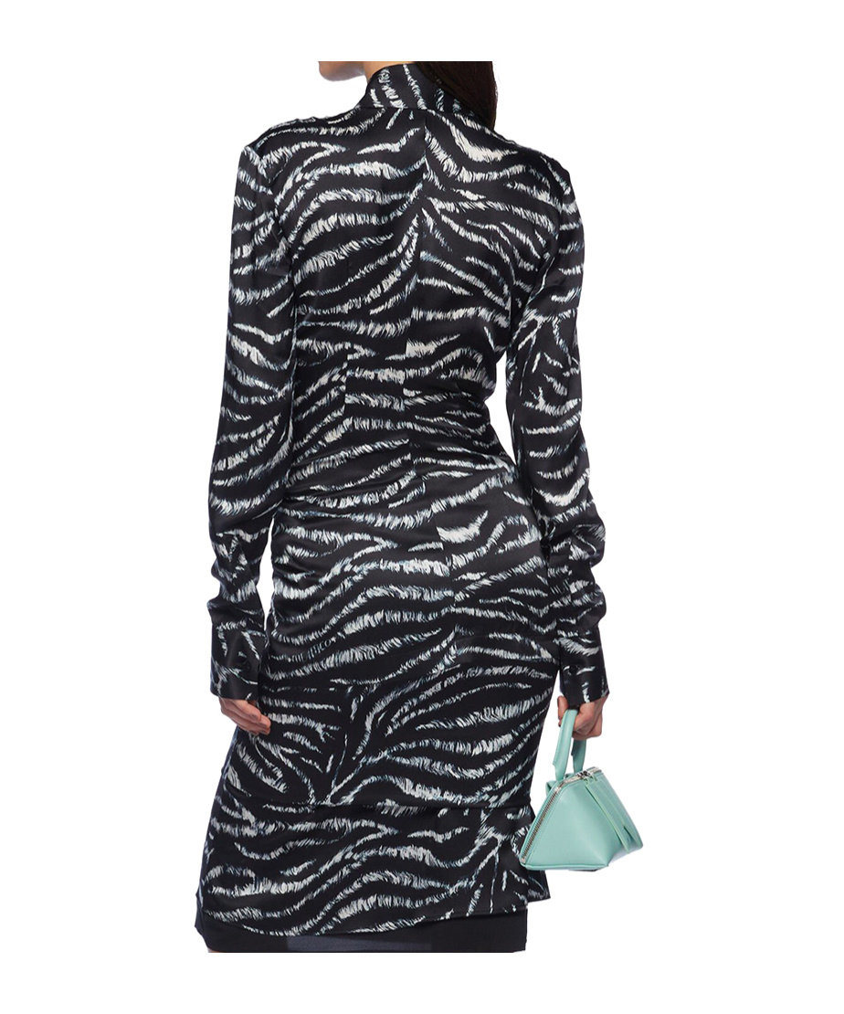 Attico Zebra-print Satin Shirt In Black
