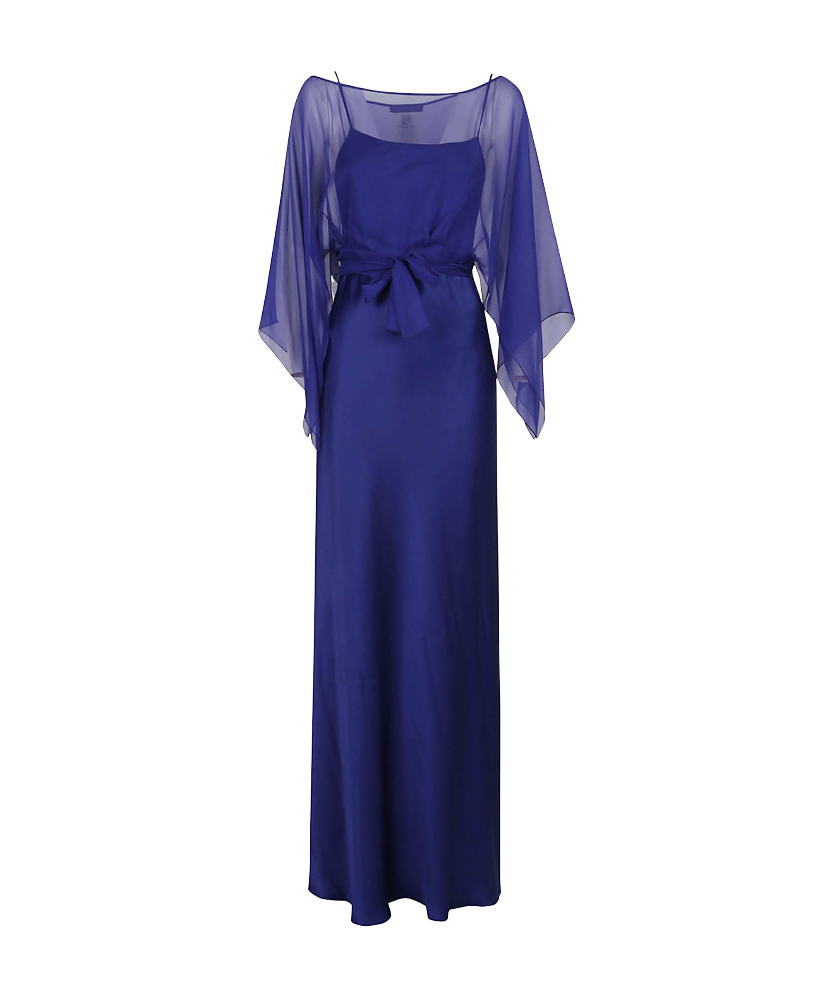 Alberta Ferretti Detachable-cape Maxi Dress In Blue
