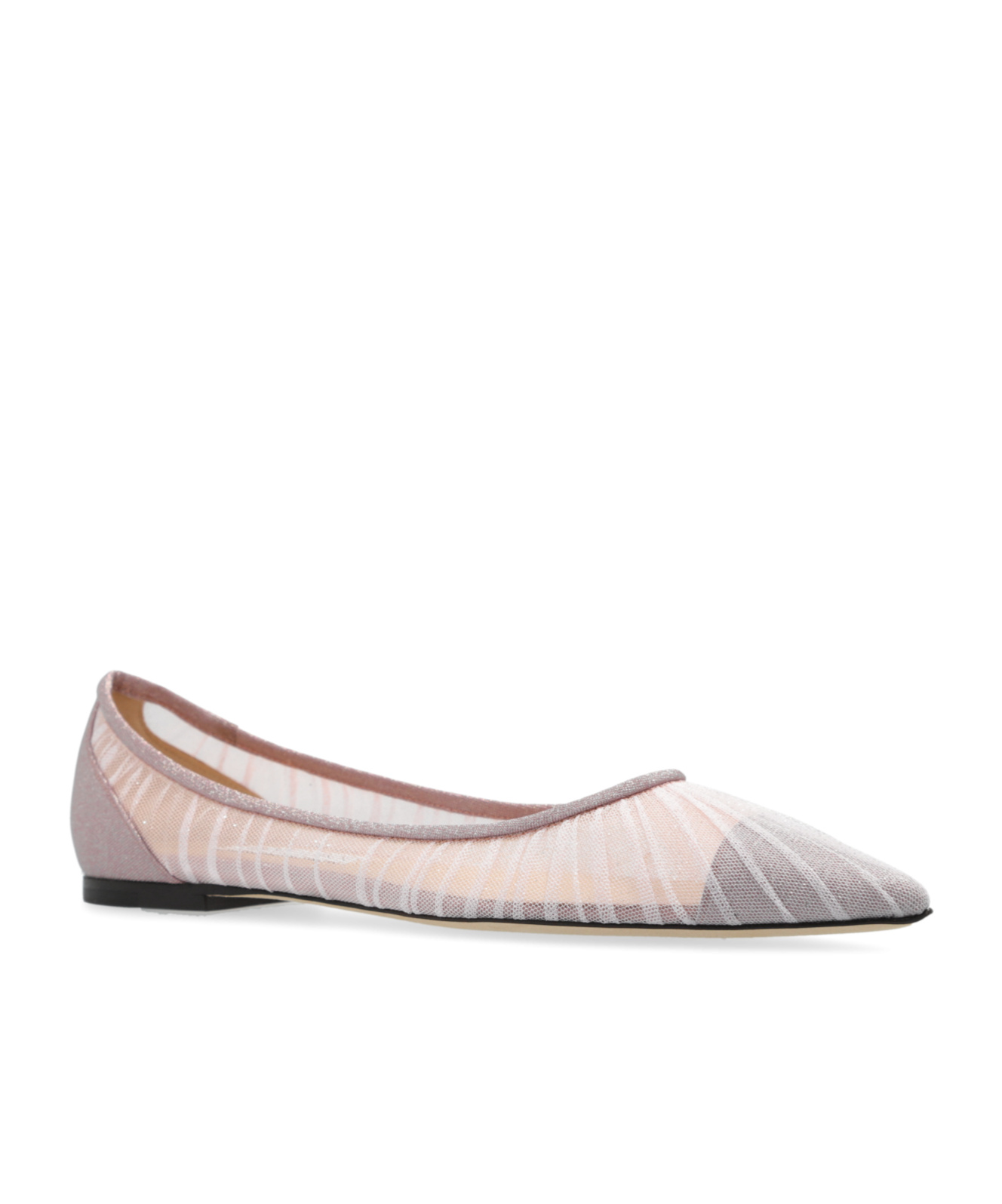 Jimmy Choo Love Flat Dancers In Glitter Tulle Tulle In Gray