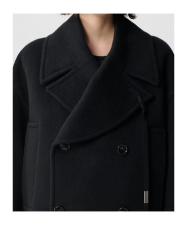 Ann Demeulemeester Double Breasted High Comfort Short Caban Bea In Black
