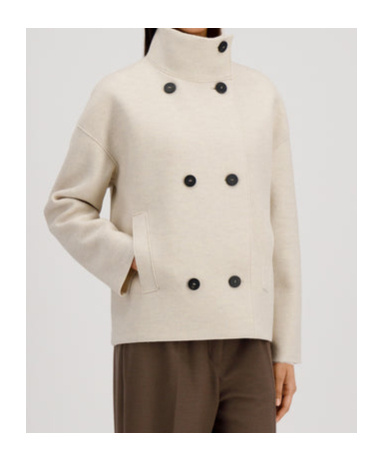 Harris Wharf London Cropped Funnel Jacket Pressed Wool In Multi