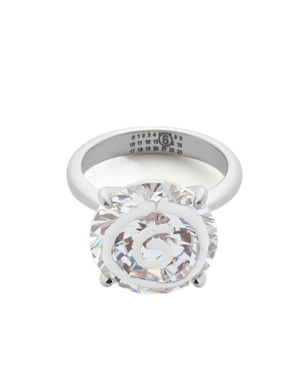 Mm6 Maison Margiela Crystal-embellished Ring In Silver