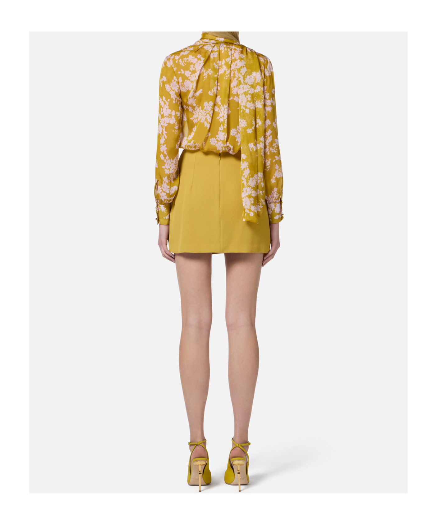 Elisabetta Franchi Mini Yellow Skirt In Brown
