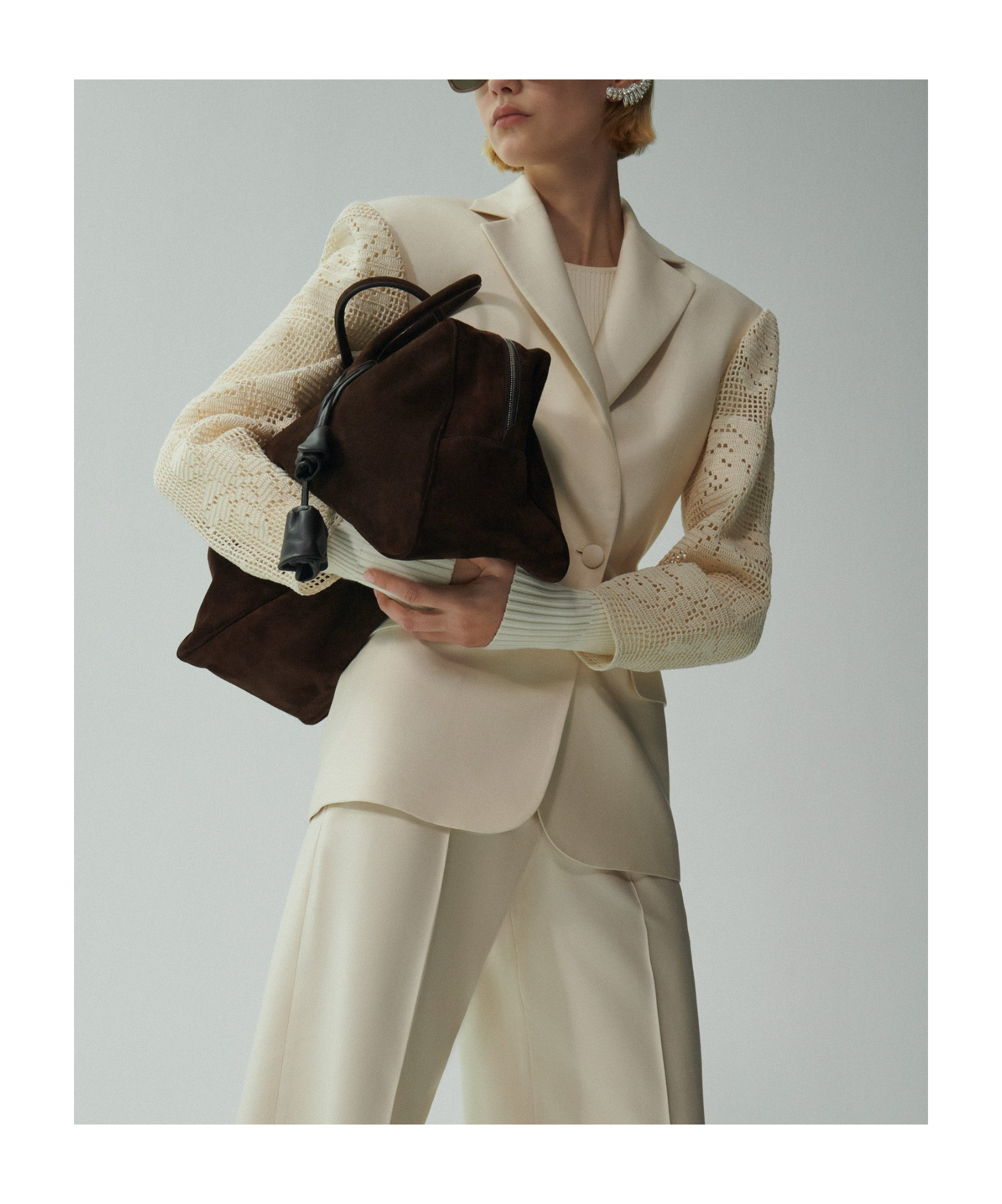 Shop Magda Butrym Stitched Suit Coat In Nude