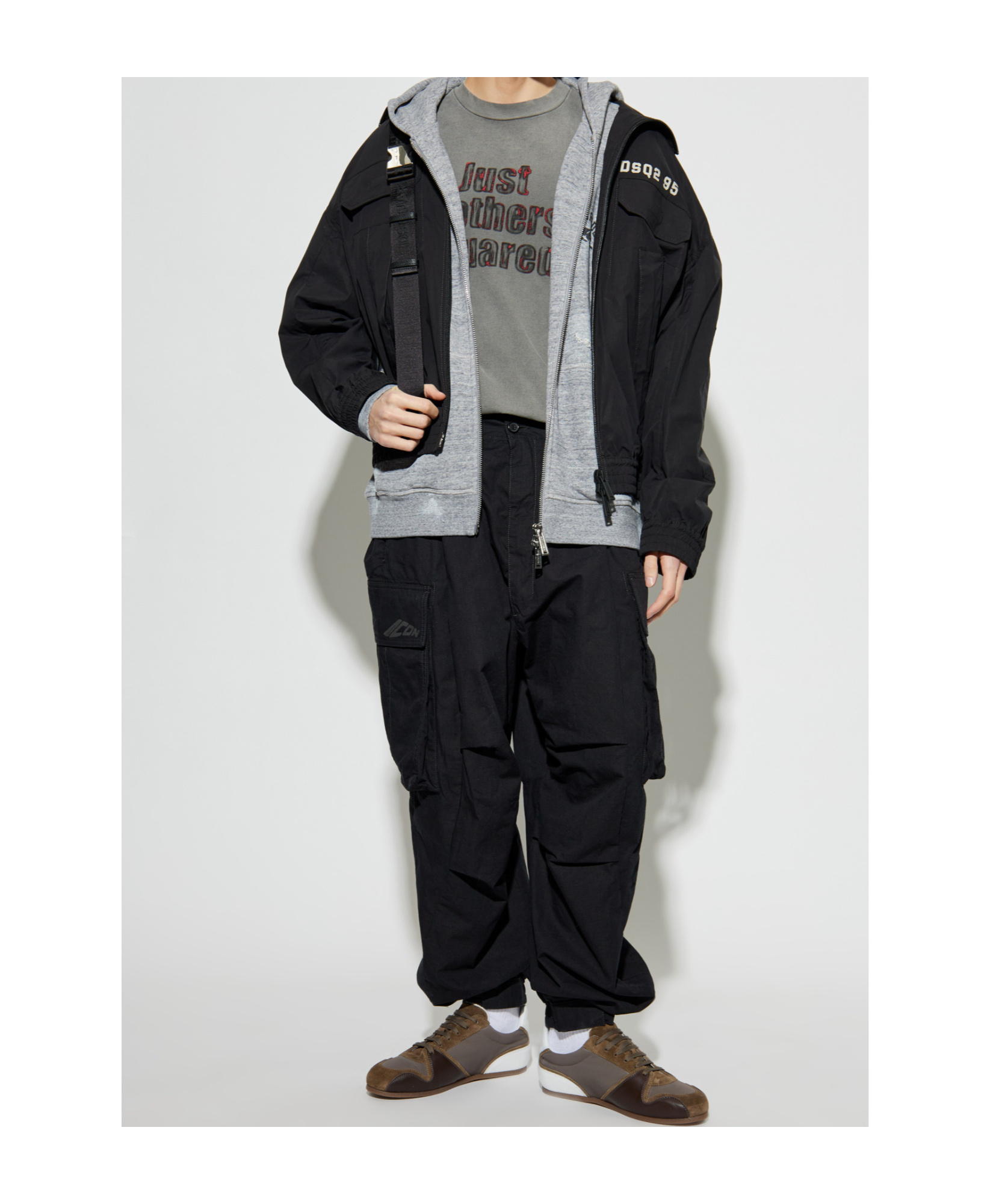 Dsquared2 Distressed Zip-up Hoodie In Gray