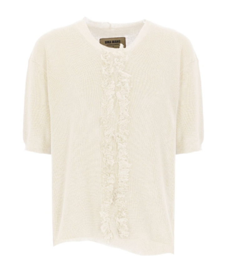 Uma Wang Sweater With Fringes In Offwhite