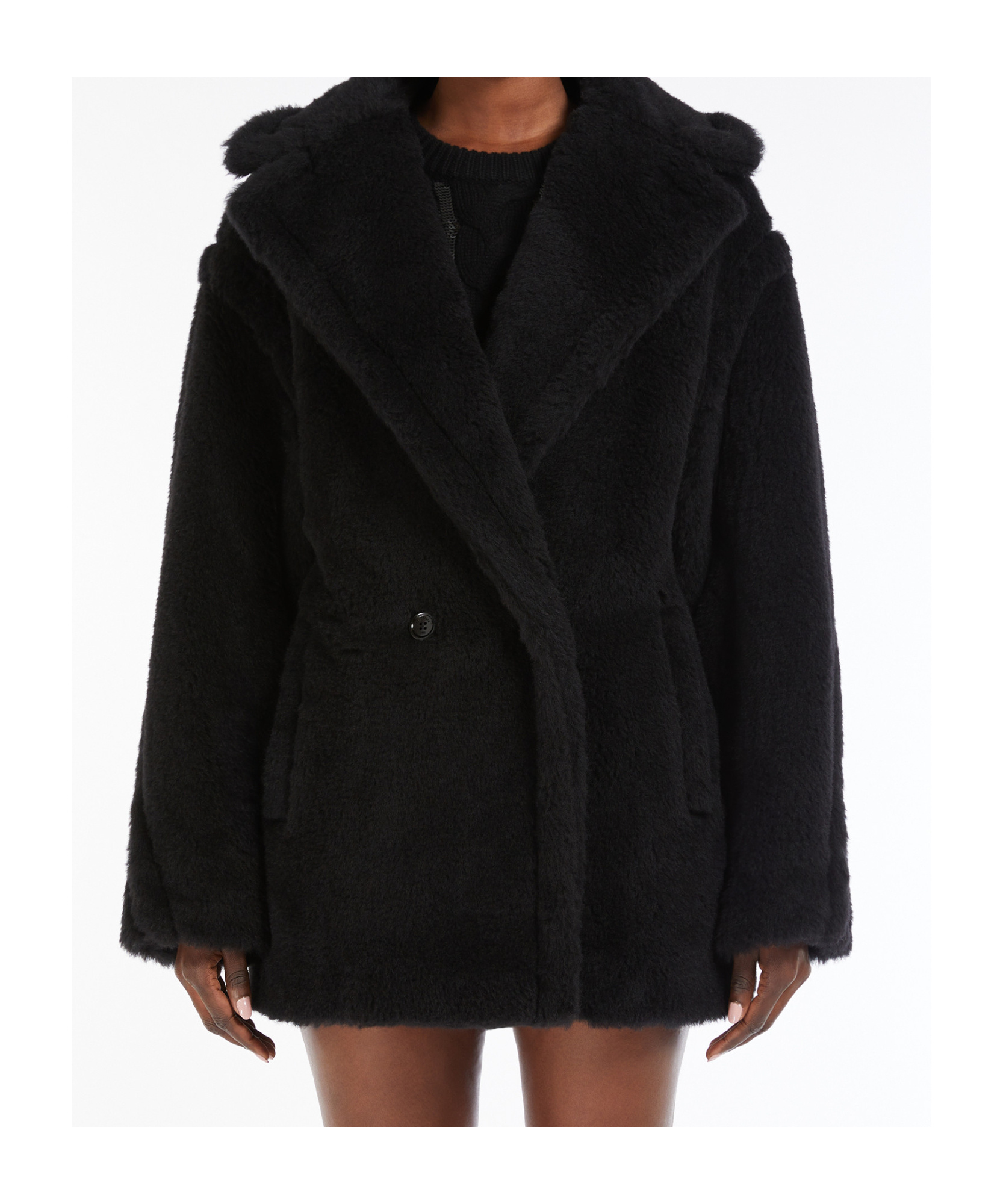Max Mara Long Sleeved Short Coat In Black