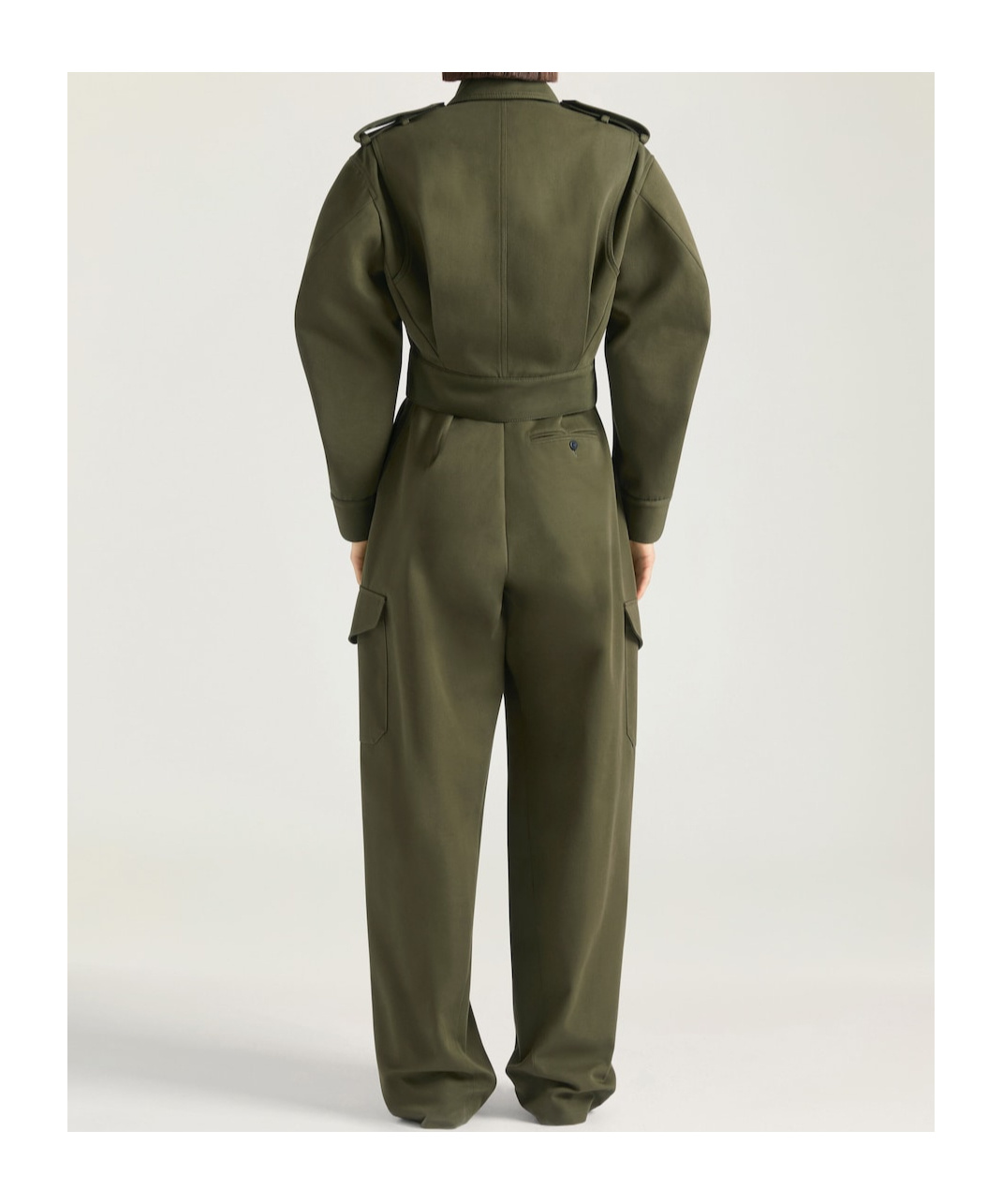 Givenchy Cropped Utility Jacket In Cotton And Wool In Green