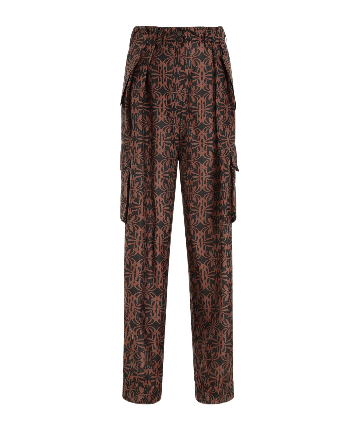 DRIES VAN NOTEN ABSTRACT-PRINT SILK CARGO PANTS 