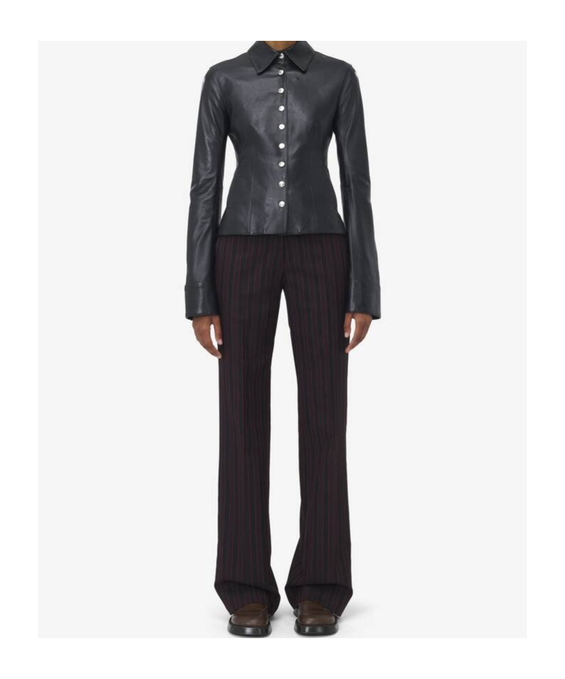 Alexander Mcqueen Leather Shirt In Black