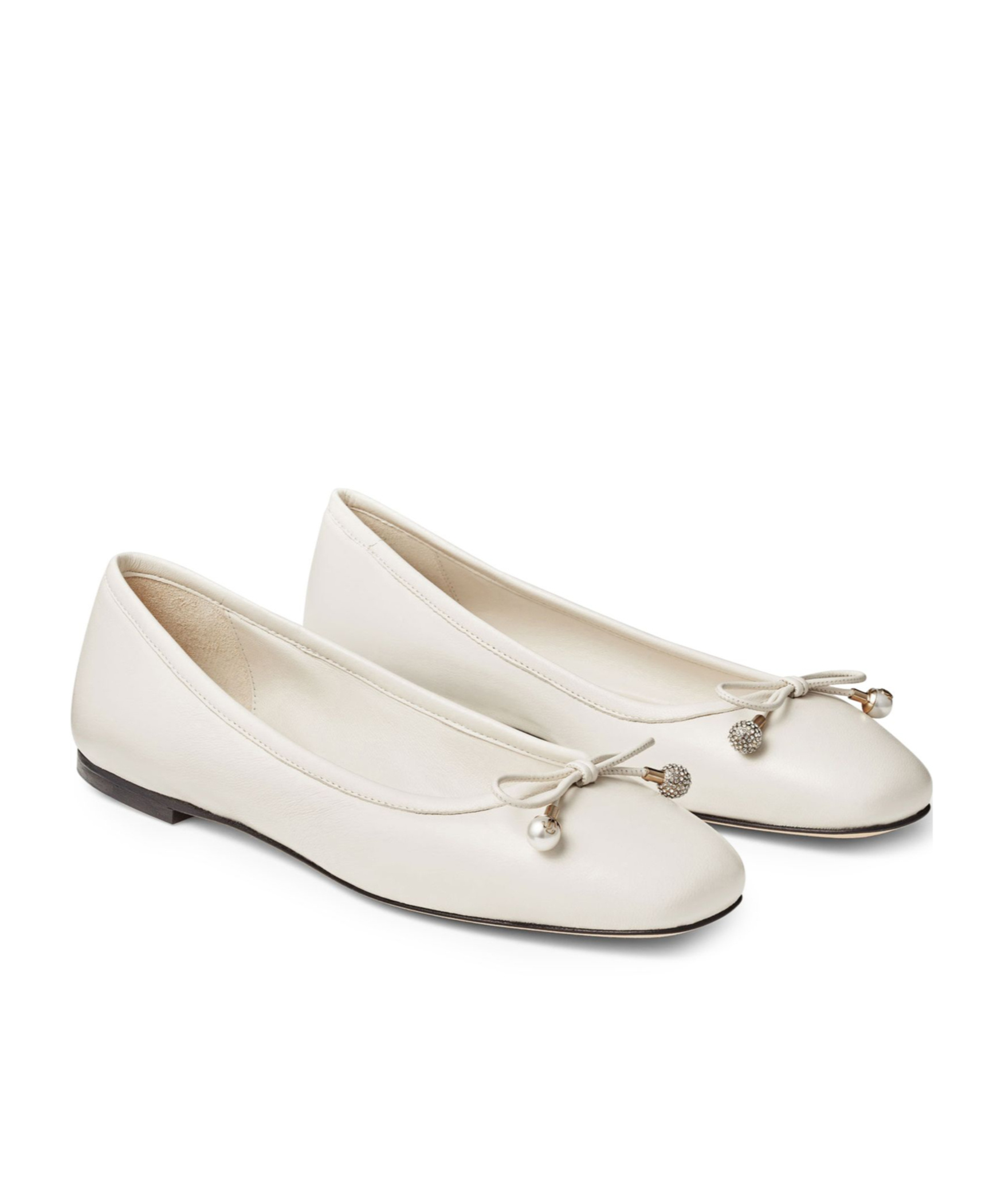 Jimmy Choo Elme Embellished Leather Ballet Flats In White