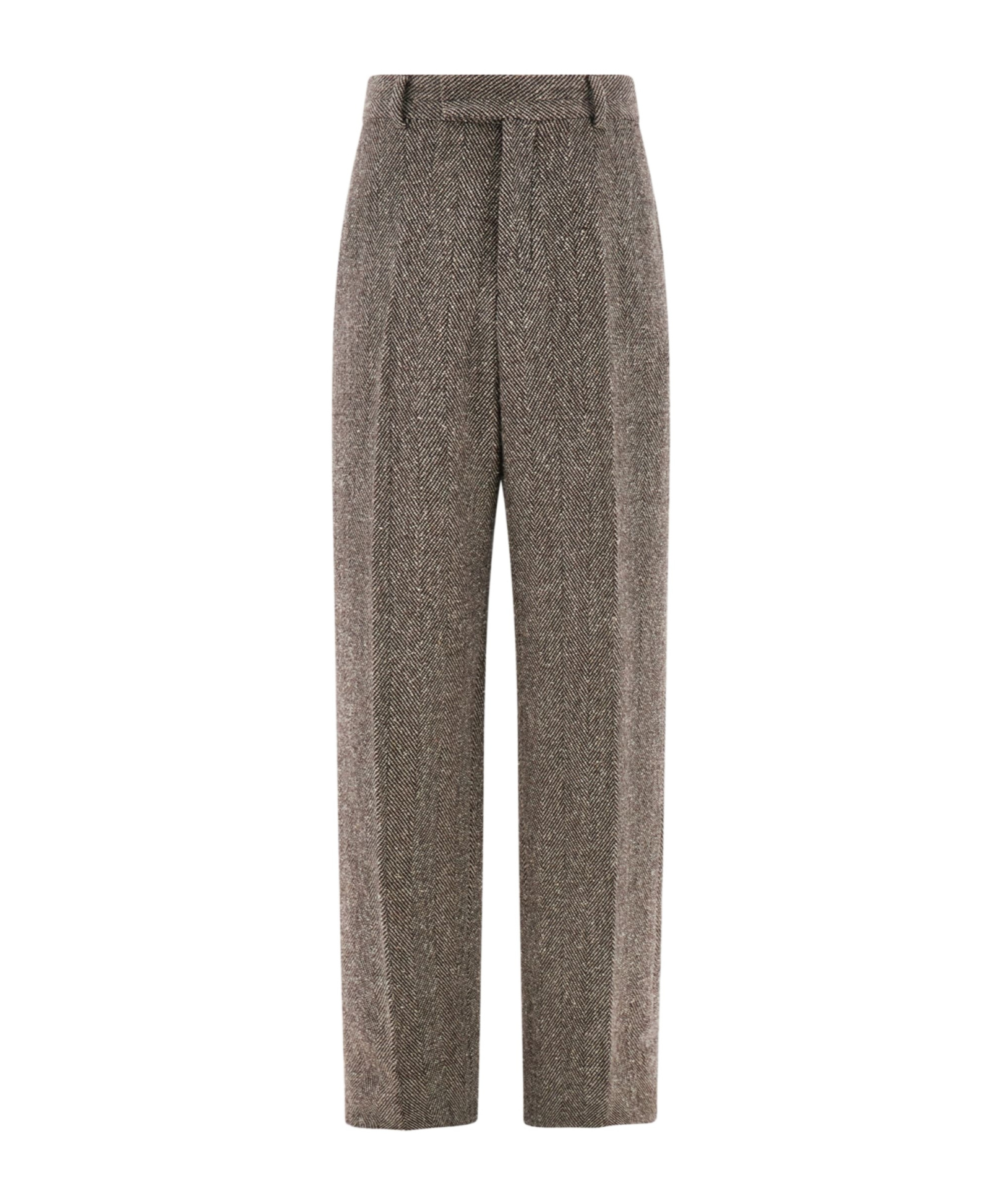 Ferragamo Wide Legged Chevron Trouser In Burgundy