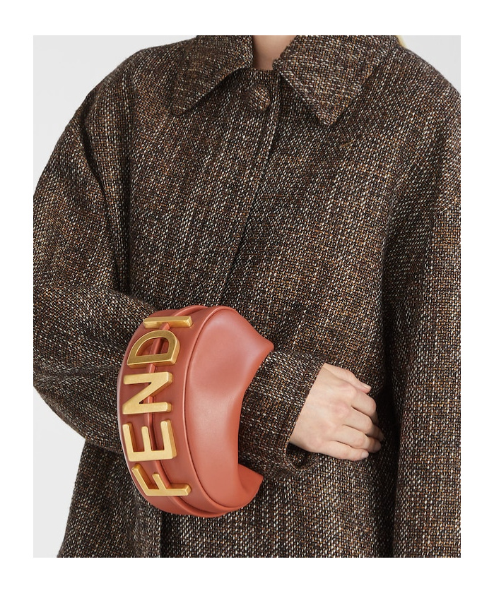 Fendi Mini Graphy Leather Shoulder Bag In Brown