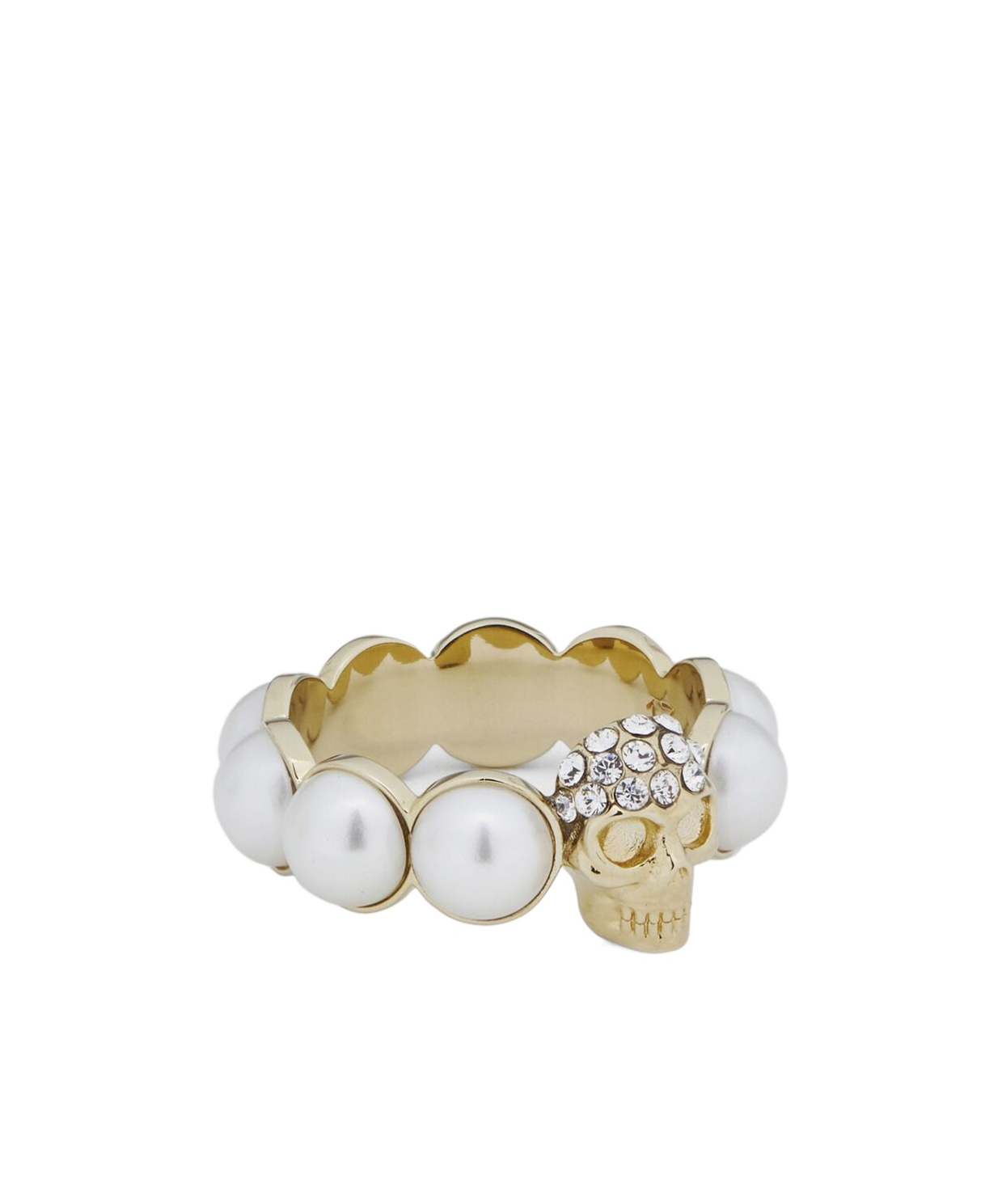Alexander Mcqueen Ring With Shimmering Crystals In Gold