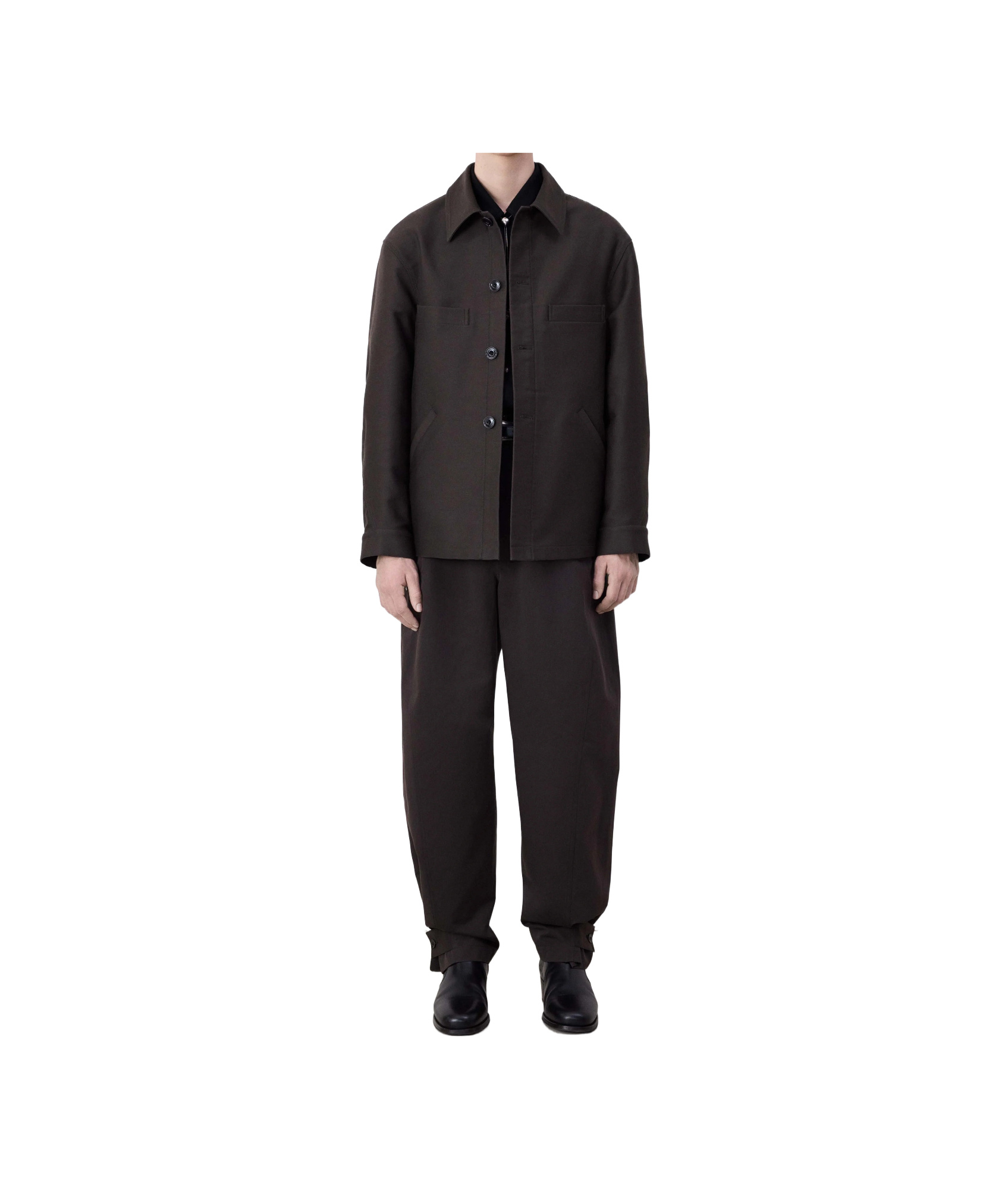 Lemaire Long-sleeved Snap Shirt In Black