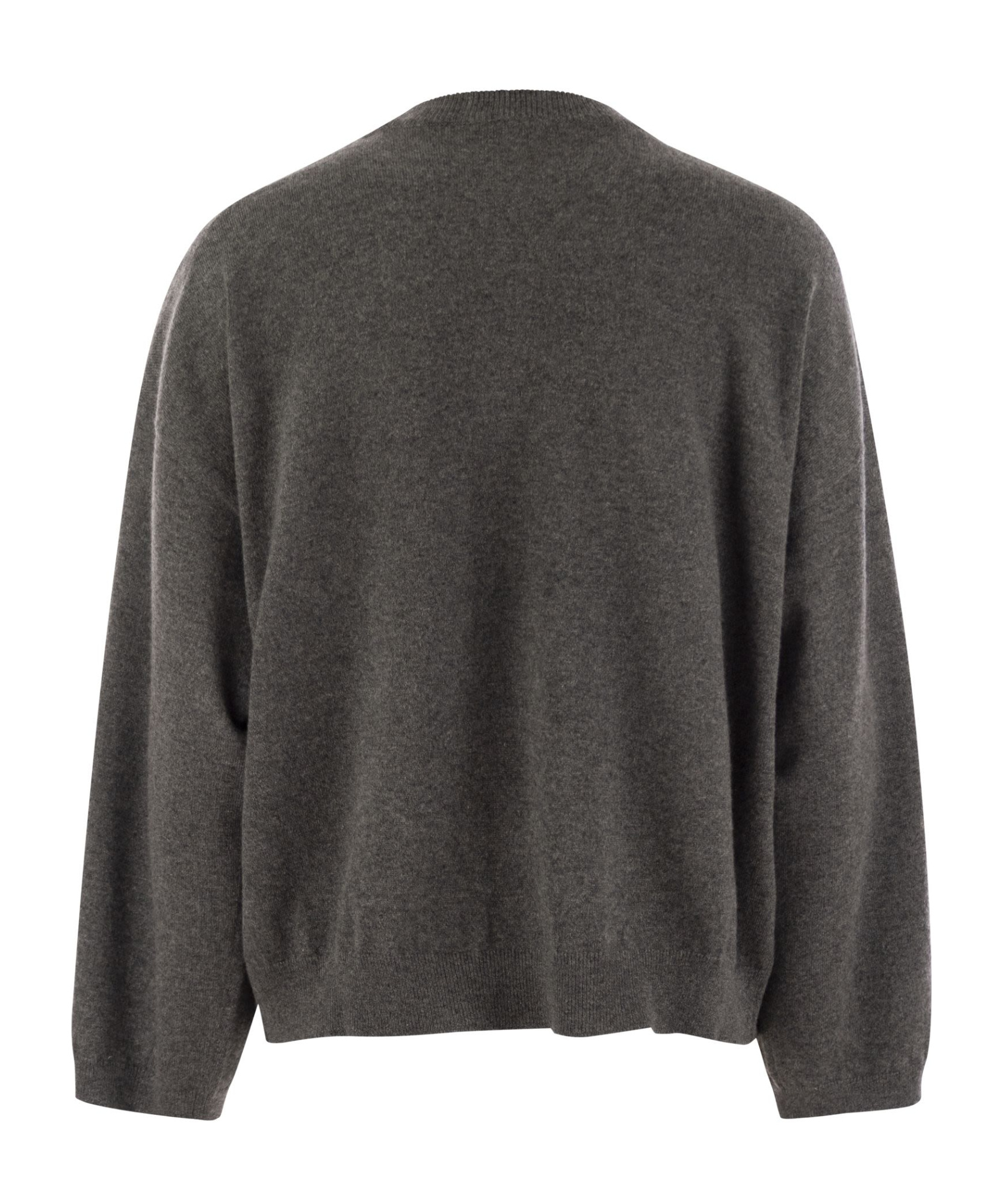 Brunello Cucinelli Women's Cashmere Sweater With Breast Pocket And Necklace In Black