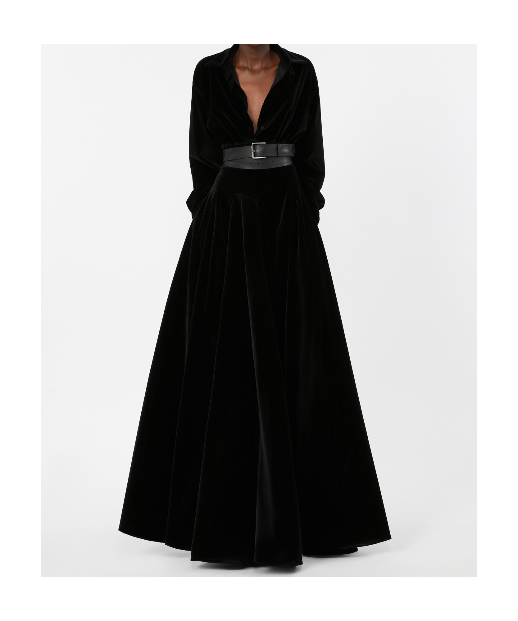 Max Mara Velvet Long Sleeve Bodysuit With Cuffed Sleeves In Black