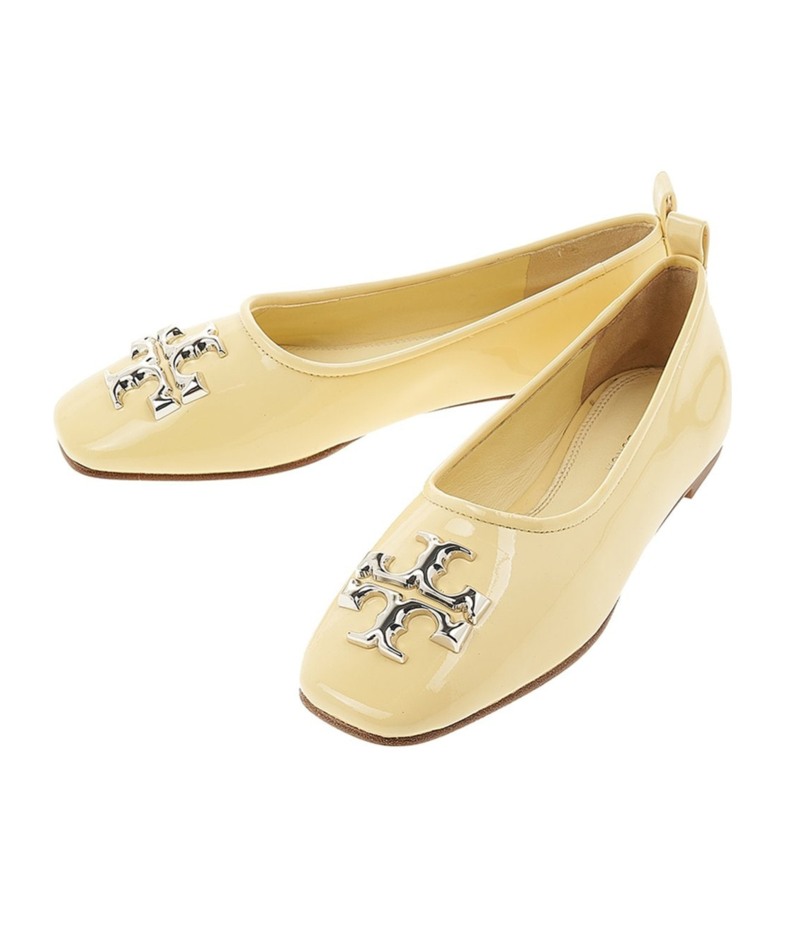 Tory Burch Eleanor Logo-plaque Ballerina In Nude