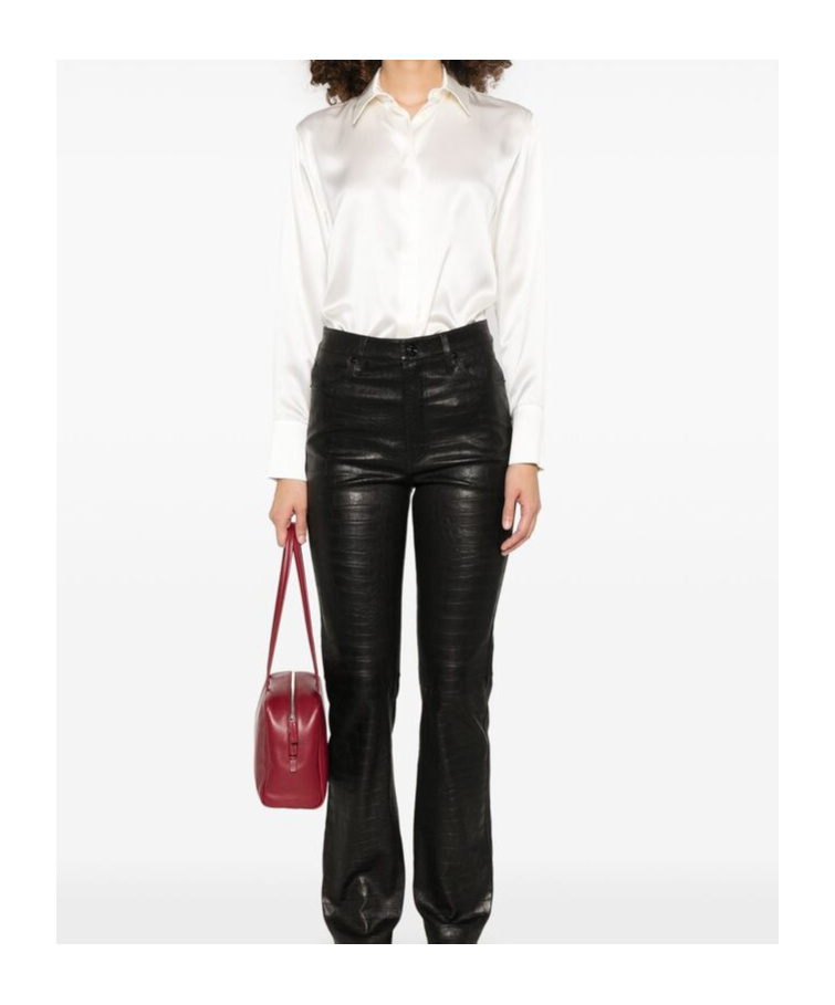 Max Mara Buttoned-cuff Long Sleeves Top With Pointed Collar In White