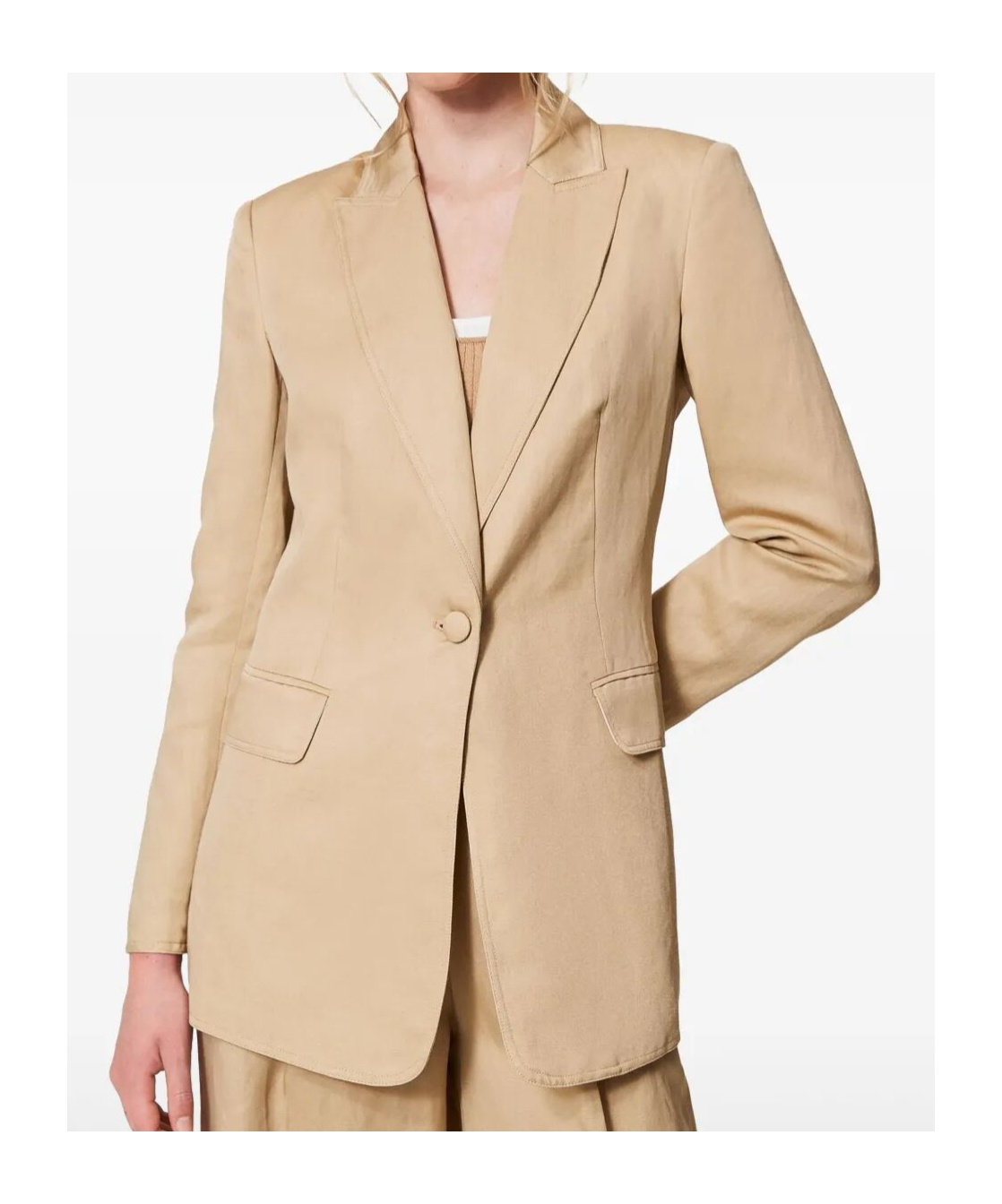 Shop Twinset Single-breasted Blazer In Nude