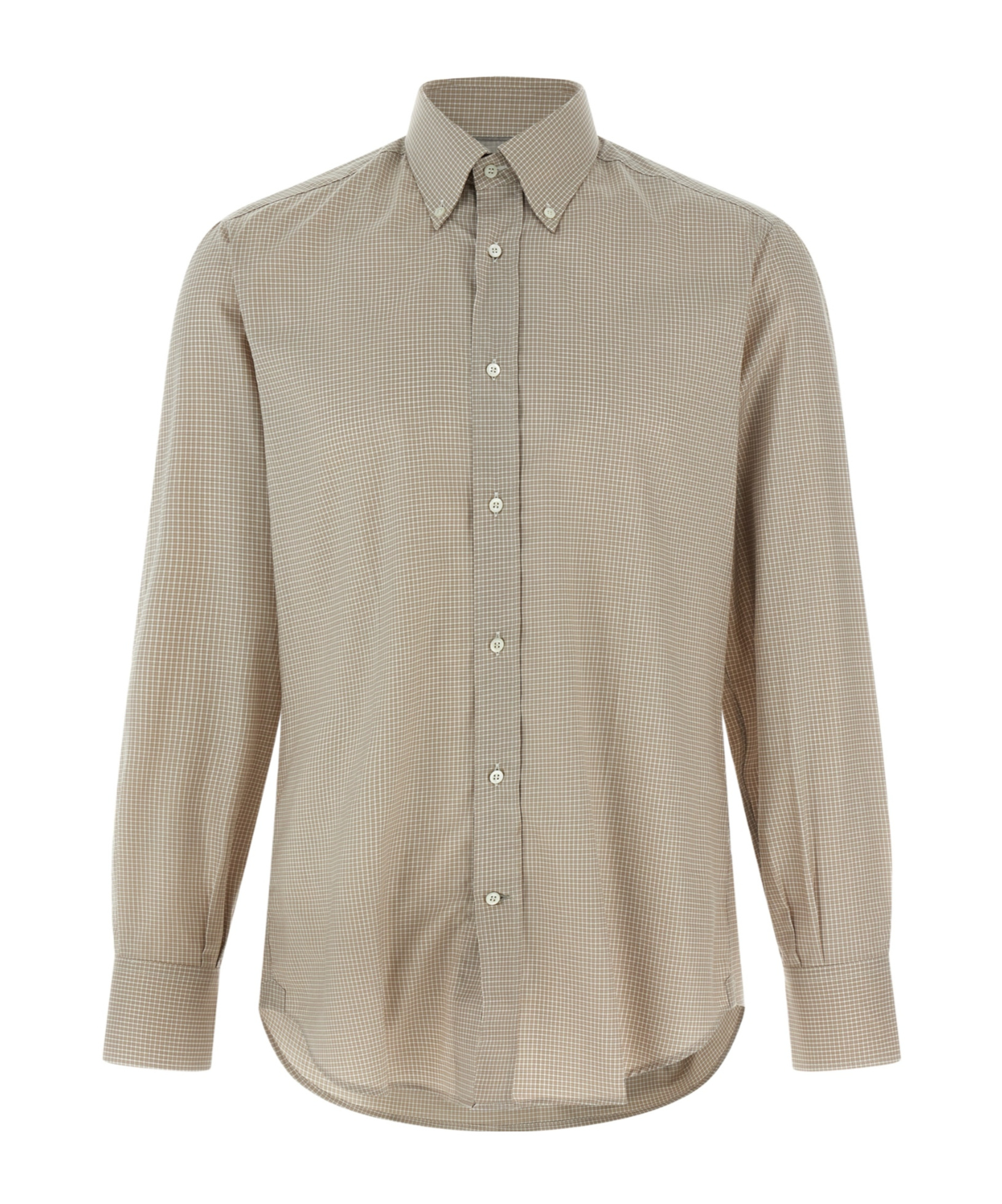 Brunello Cucinelli Long Sleeve Button-down Collar Check Shirt In Neutral