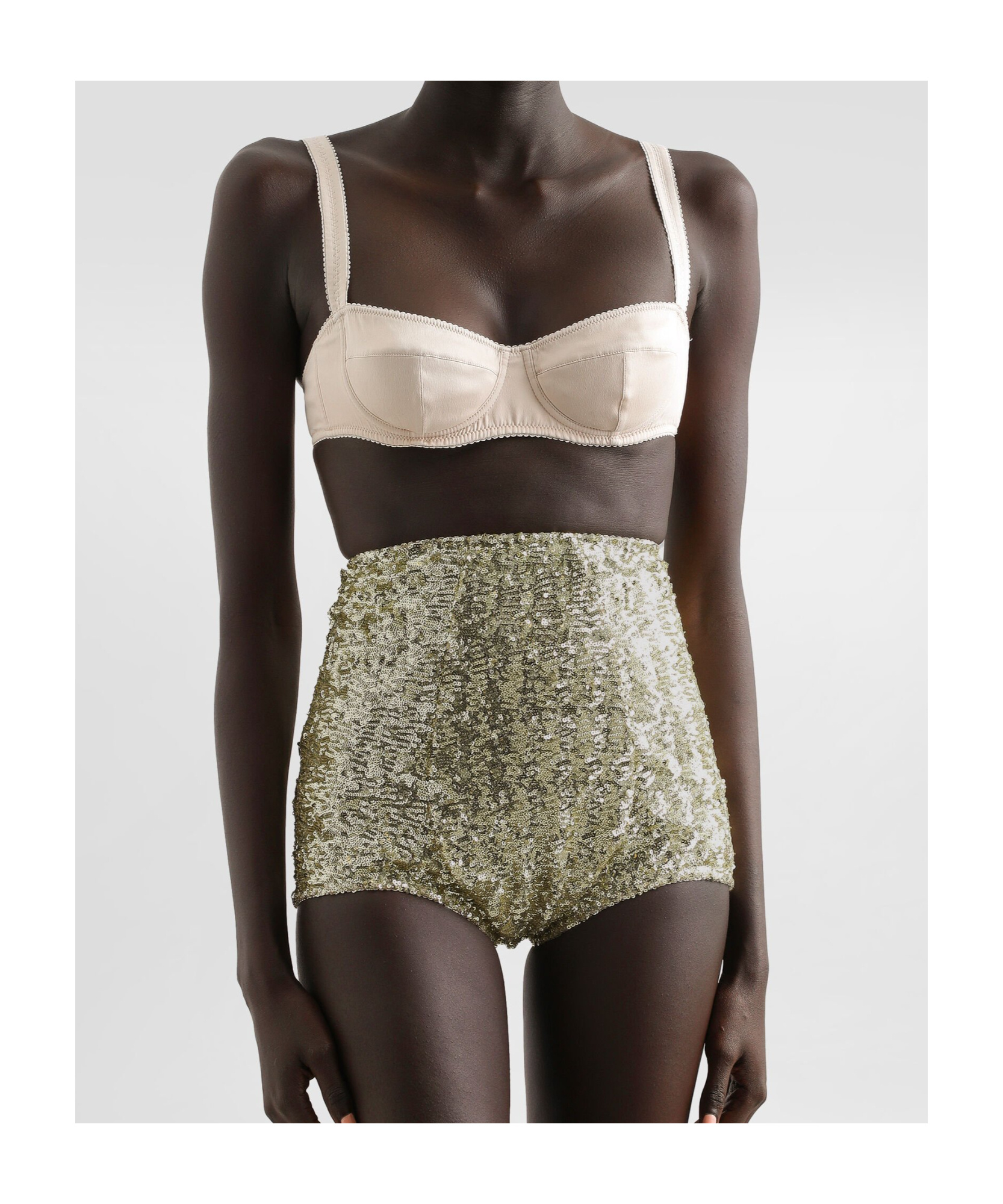 Dolce & Gabbana Sequined Shorts In Nude