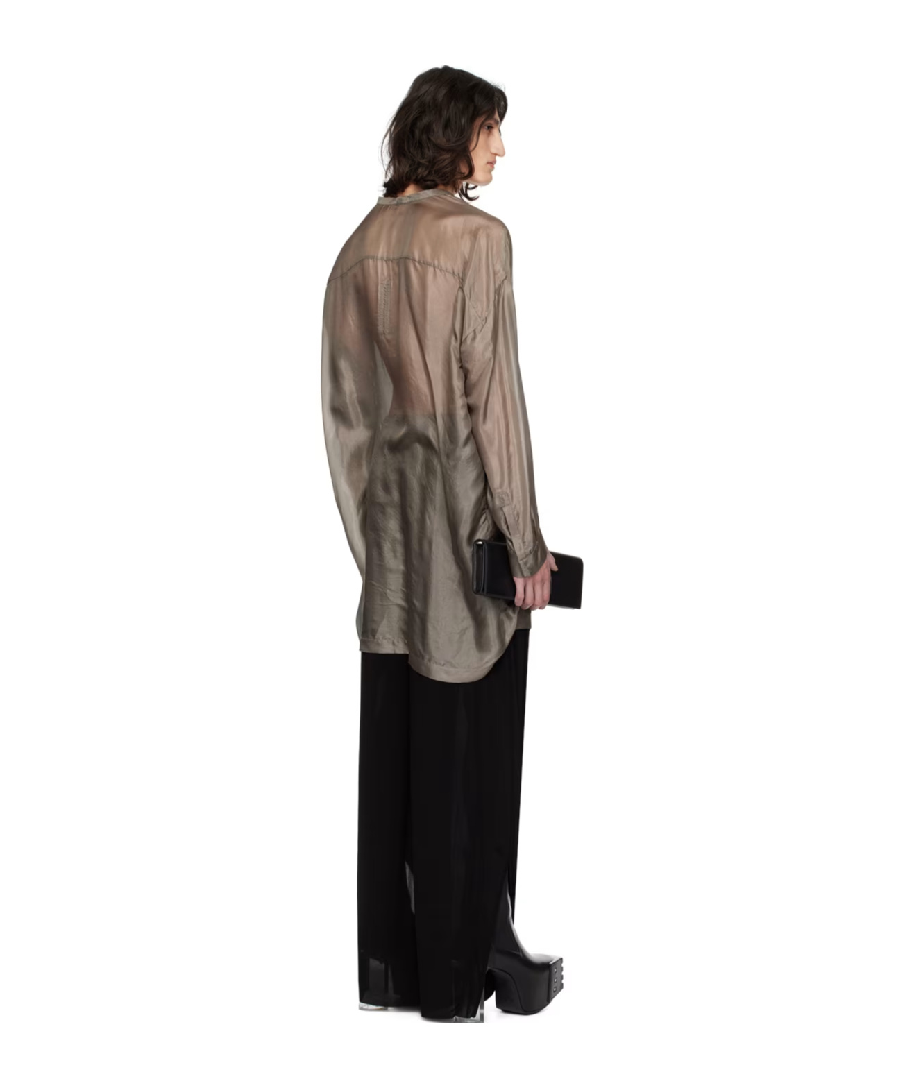 Rick Owens Lido Larry Silk Shirt In Gray
