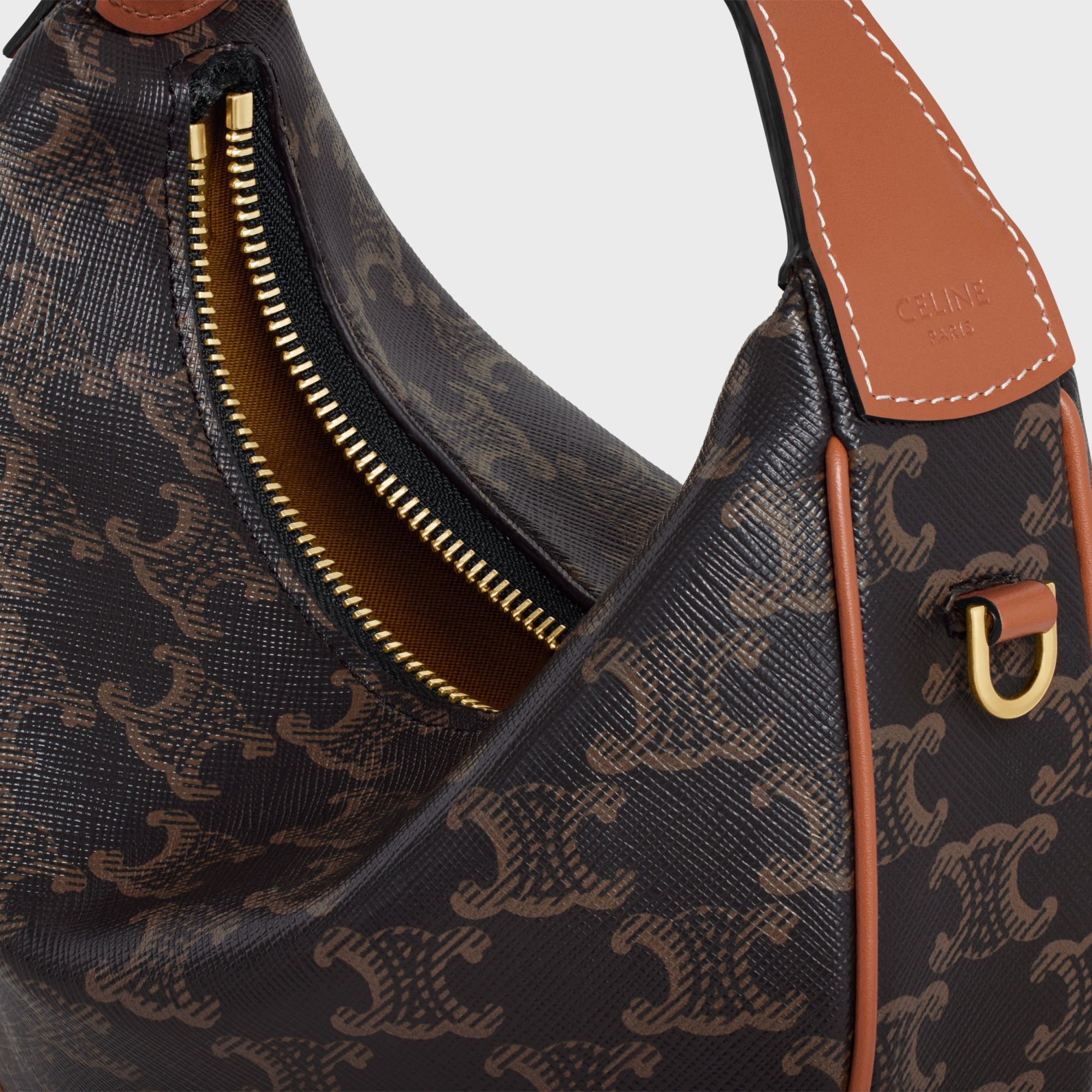 Celine Teen  Lulu In Triomphe Canvas And Calfskin In Tan