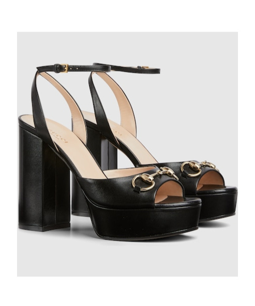 Gucci Damensandale Mit Plateausohle Und Horsebit In Black
