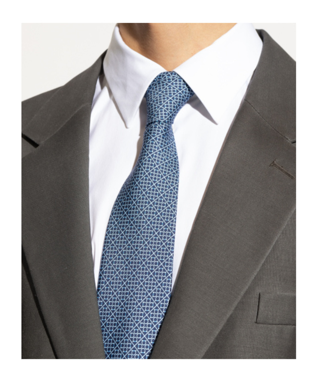 Ferragamo Pattern Tie In Blue