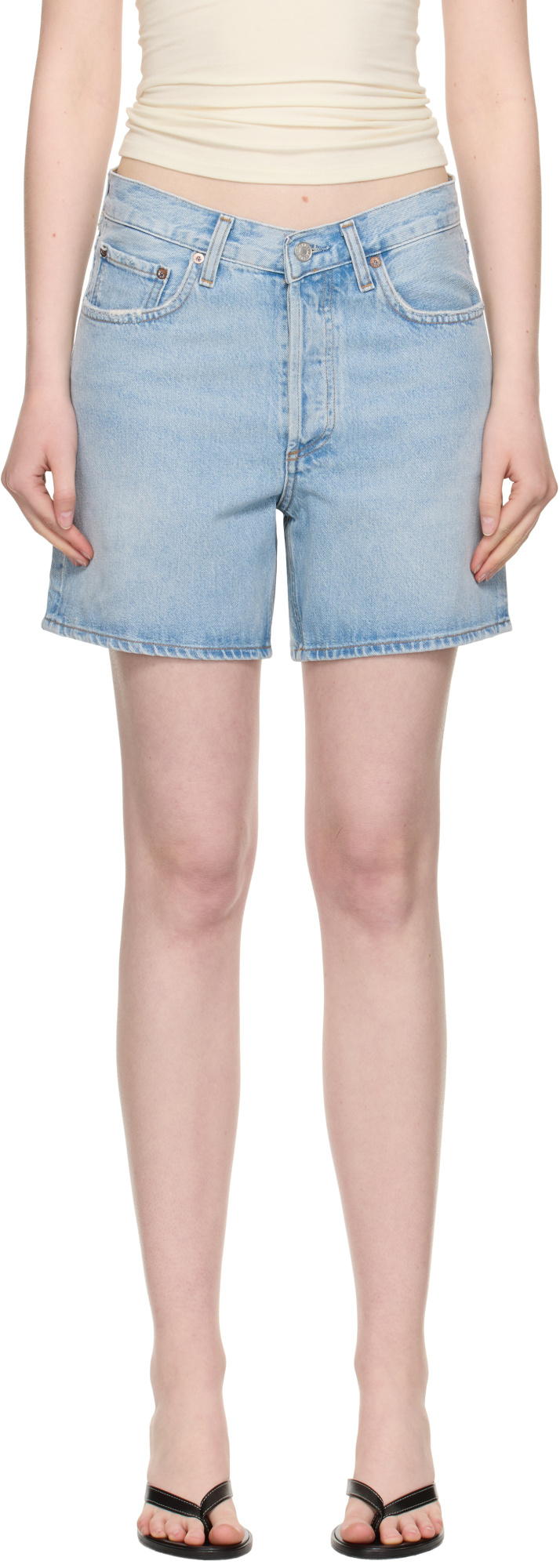 Agolde Denim Shorts With Belt Loops