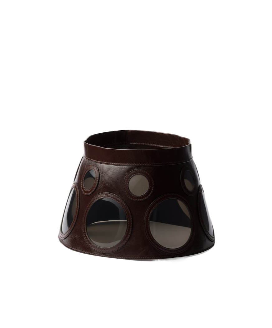 Prada Leather Visor In Black