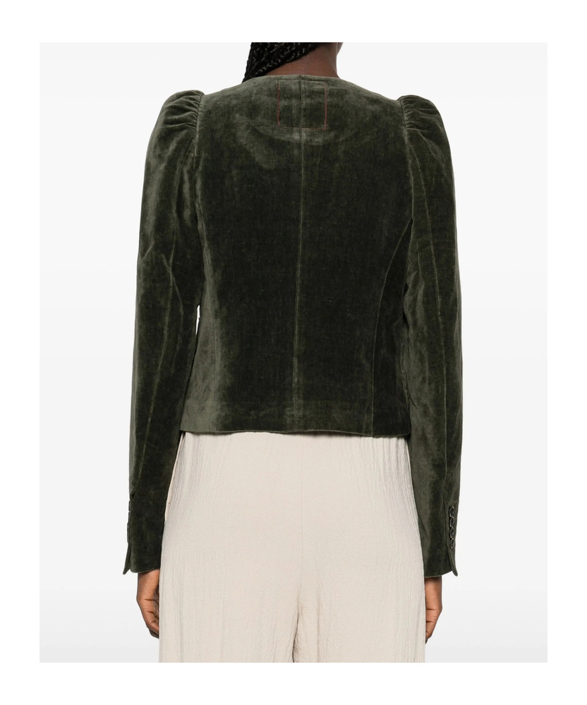 Uma Wang Long-sleeves Velvet Jacket In Black
