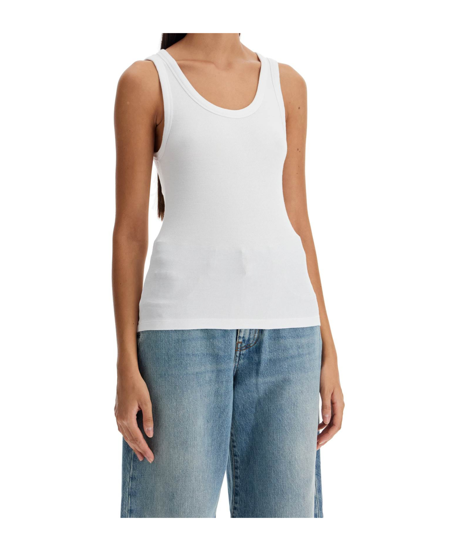 Haikure Ribbed Sleeveless Top In Optical White
